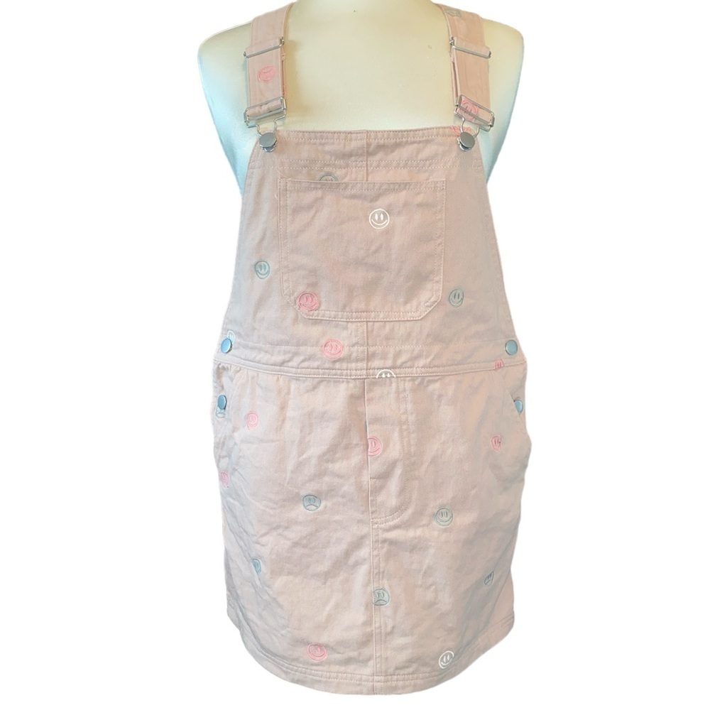 Storia overall dress shirt length adjustable straps front/back pockets Sz medium